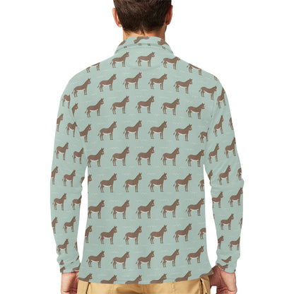 Donkey Print Design LKS402 Long Sleeve Polo Shirt For Men's