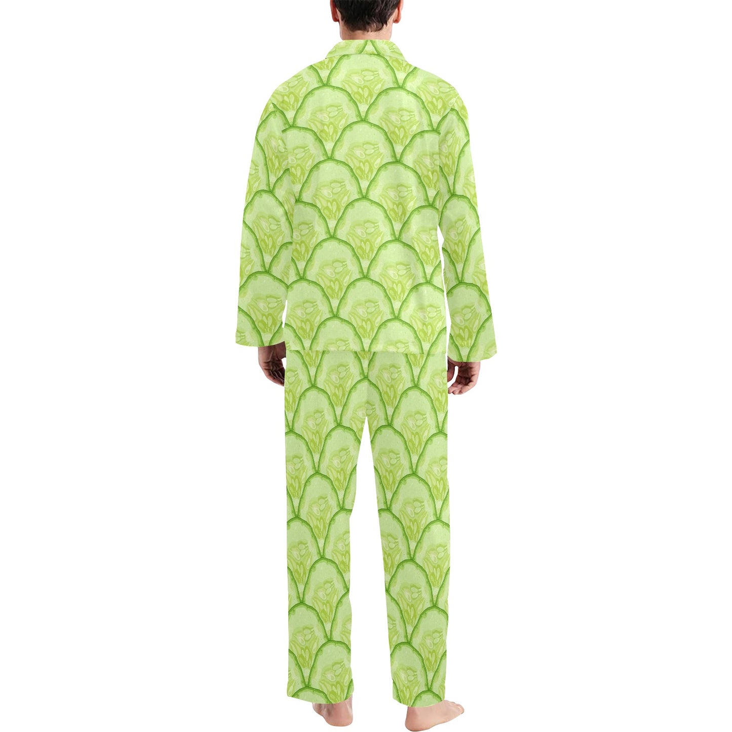 Cucumber Pattern Print Design CC04 Men's Long Pajama Set