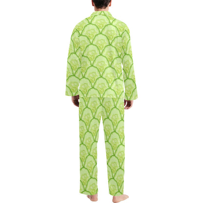 Cucumber Pattern Print Design CC04 Men's Long Pajama Set