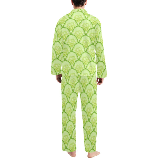 Cucumber Pattern Print Design CC04 Men's Long Pajama Set