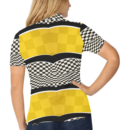 Checkered Pattern Print Design 02 Women's Polo Shirt