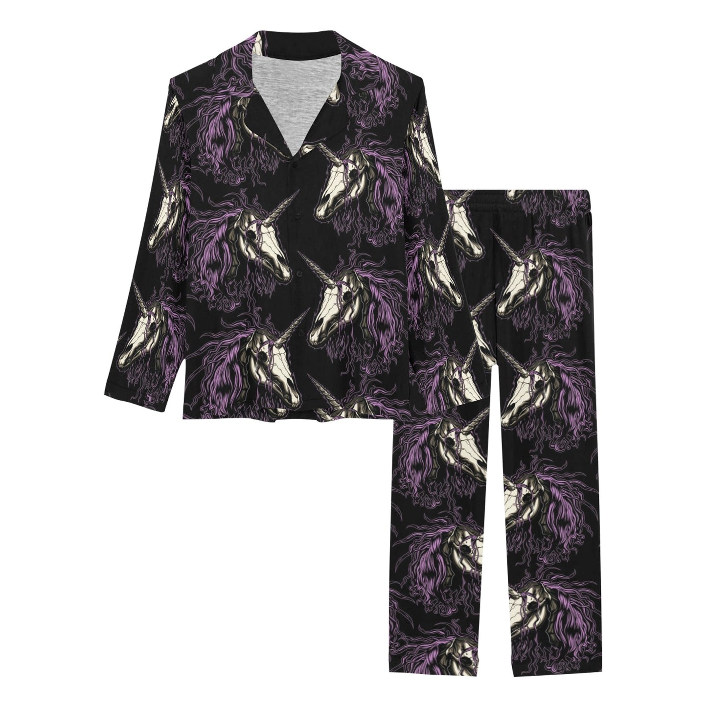 Unicorn Skull head Women's Long Pajama Set