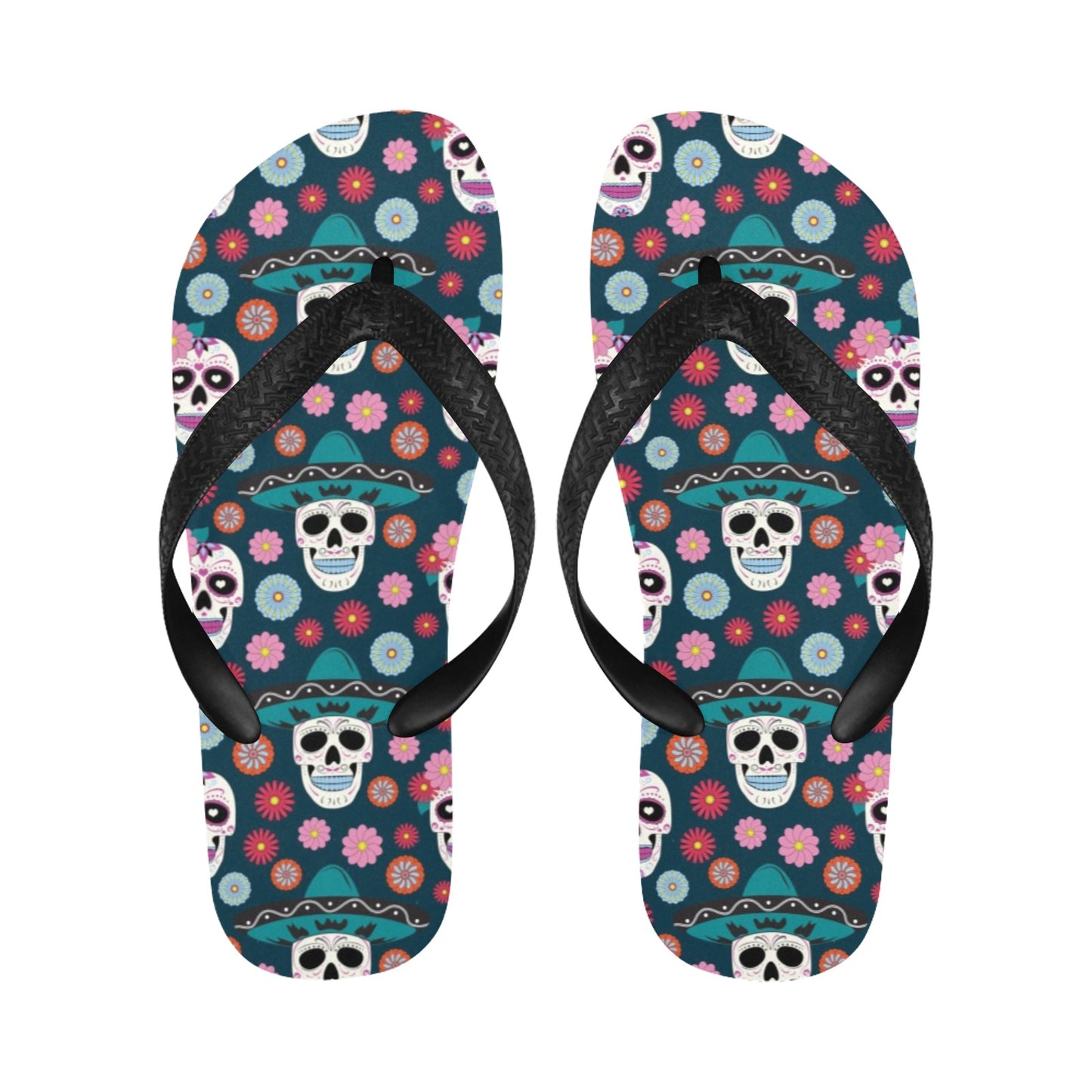 Sugar Skull Print Design LKS308 Flip Flops