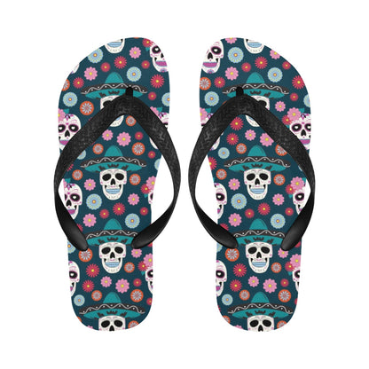 Sugar Skull Print Design LKS308 Flip Flops