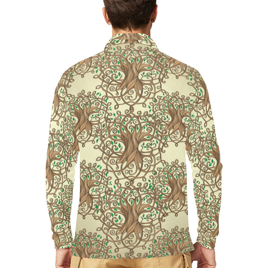 Celtic Tree of life Long Sleeve Polo Shirt For Men's