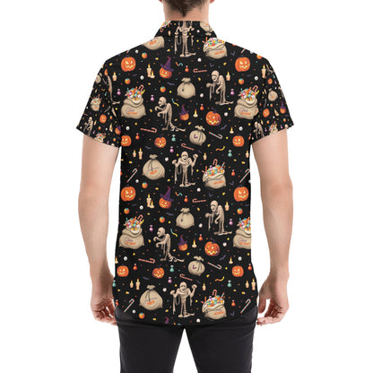 Mummy Halloween Print Design LKS303 Men Short Sleeve Button Up Shirt