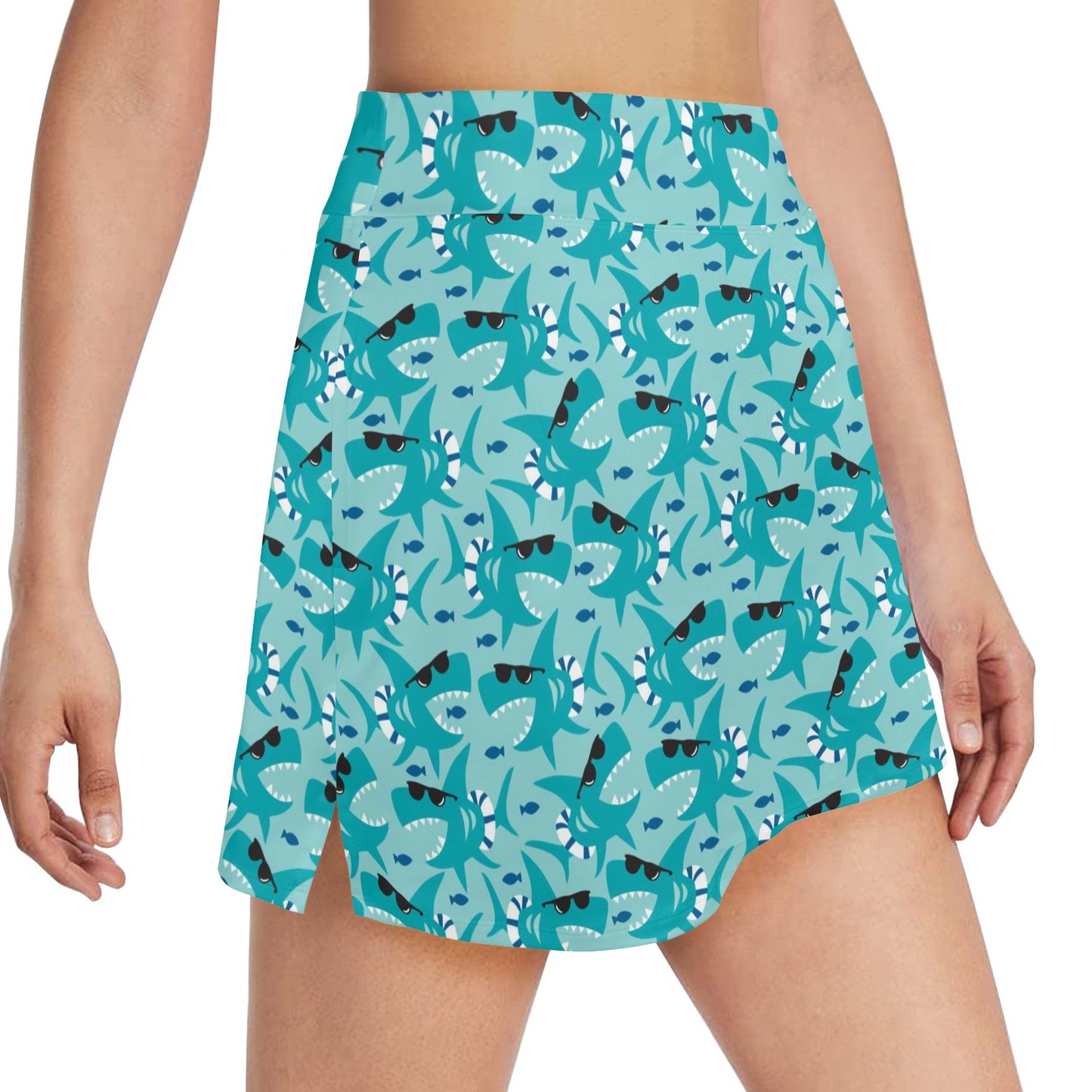 Shark Cute Print Design LKS302 17" Golf & Pickleball Skort with Pockets