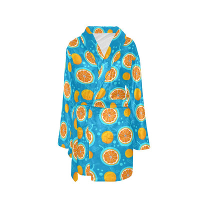 Grapefruit Pattern Print Design GF03 Women's Fleece Robe