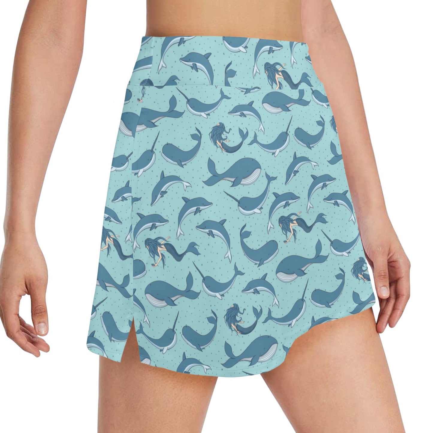 Narwhal Themed Print 17" Golf & Pickleball Skort with Pockets