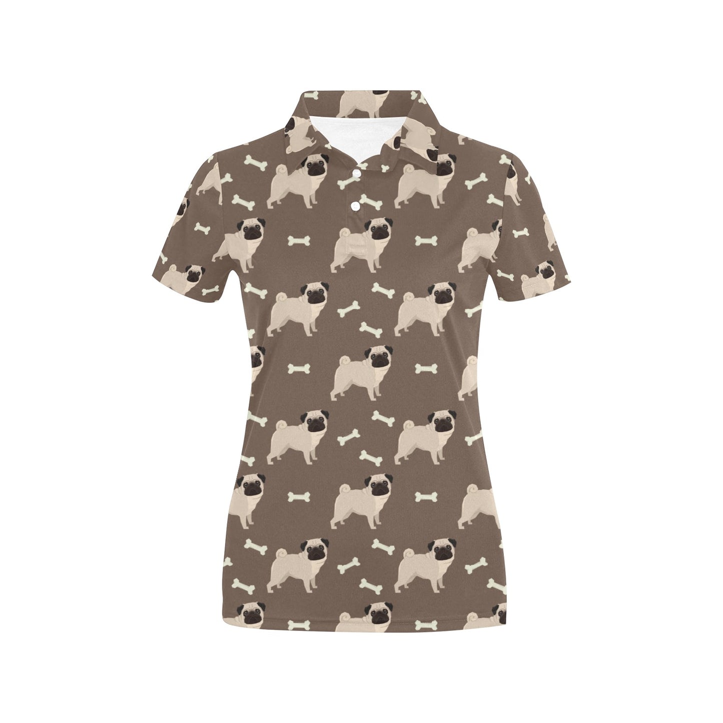 Pug Pattern Print Design A02 Women's Polo Shirt
