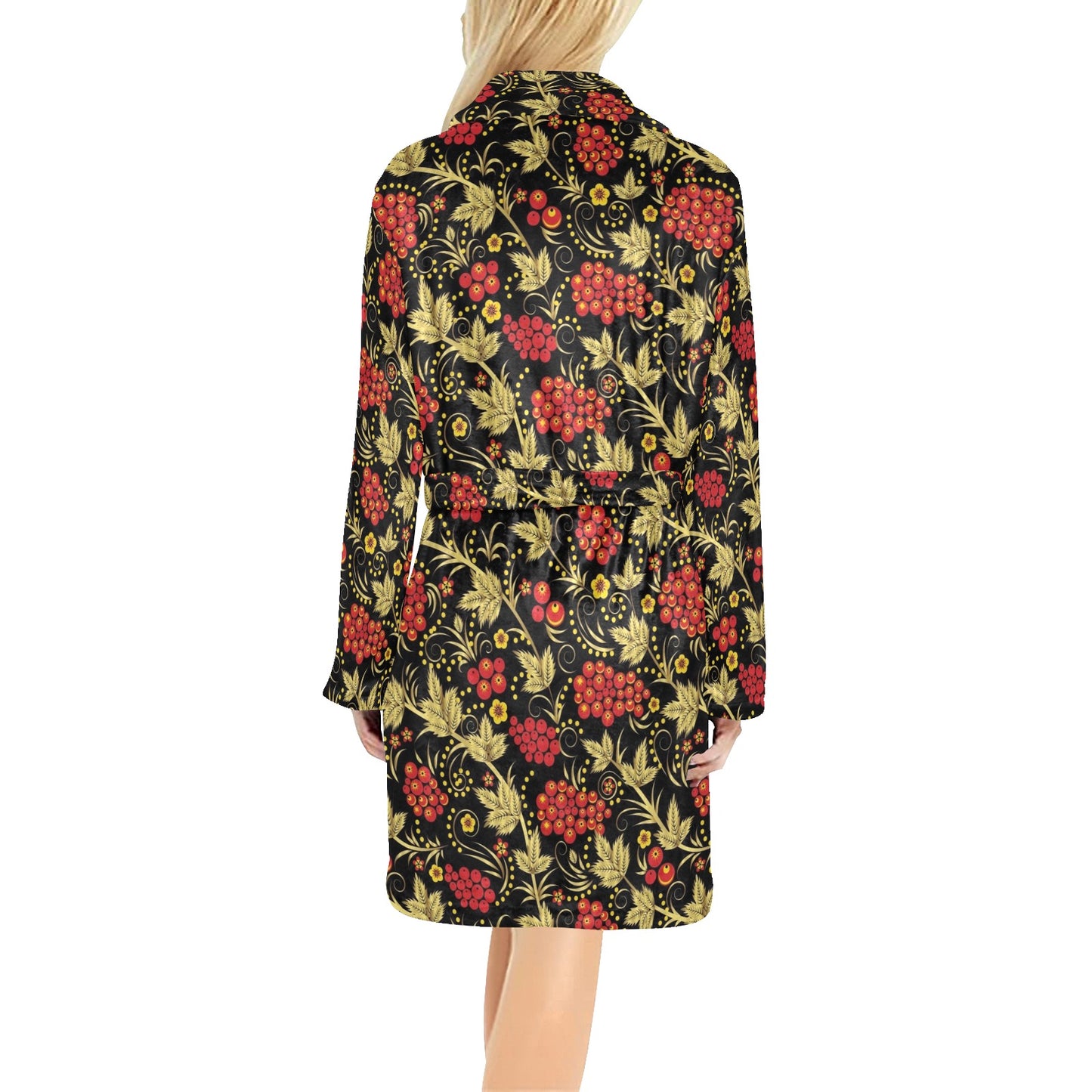 Cranberry Pattern Print Design CB02 Women's Fleece Robe