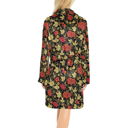 Cranberry Pattern Print Design CB02 Women's Fleece Robe