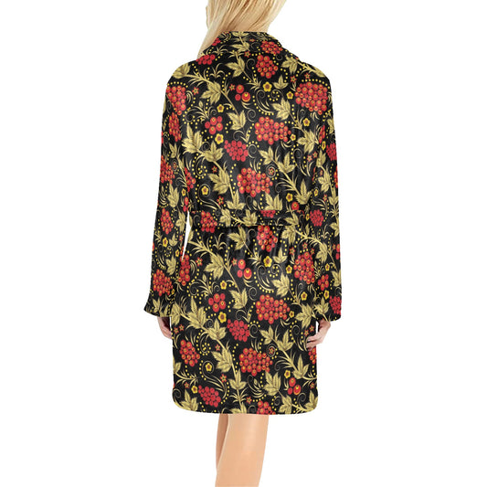 Cranberry Pattern Print Design CB02 Women's Fleece Robe