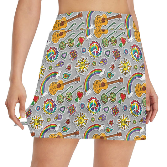 Hippie Print Design LKS306 17" Golf & Pickleball Skort with Pockets