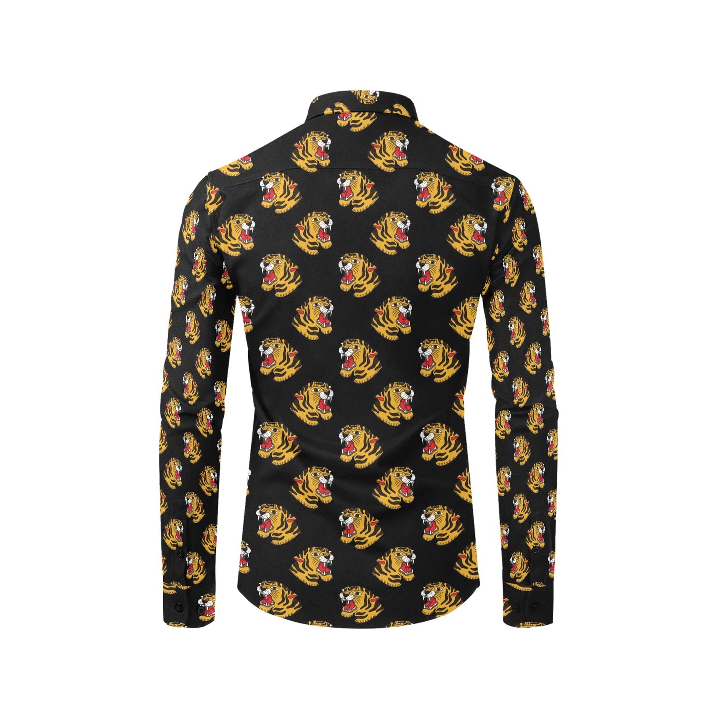 Tiger Head Print Design LKS306 Men's Long Sleeve Dress Shirt