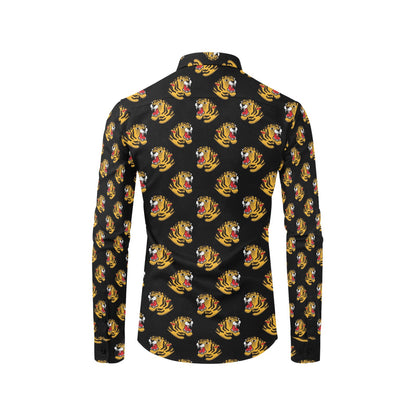 Tiger Head Print Design LKS306 Men's Long Sleeve Dress Shirt