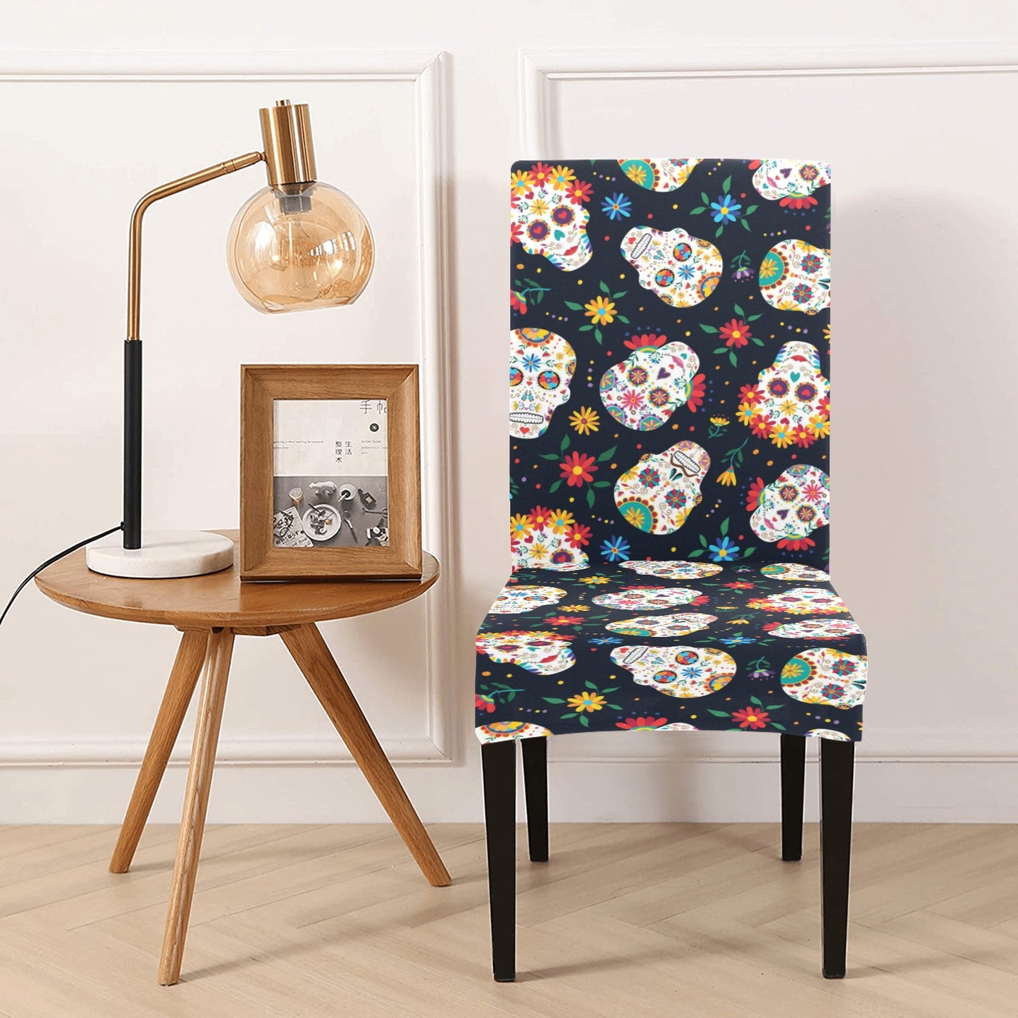 Sugar Skull Print Design LKS305 Dining Chair Slipcover