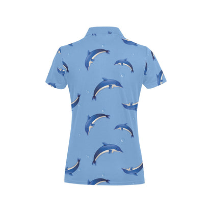 Dolphin Blue Print Women's Polo Shirt