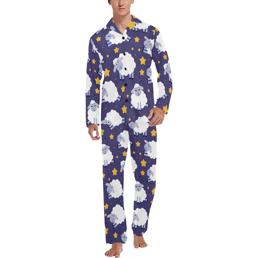 Sheep Pattern Print Design 03 Men's Long Pajama Set