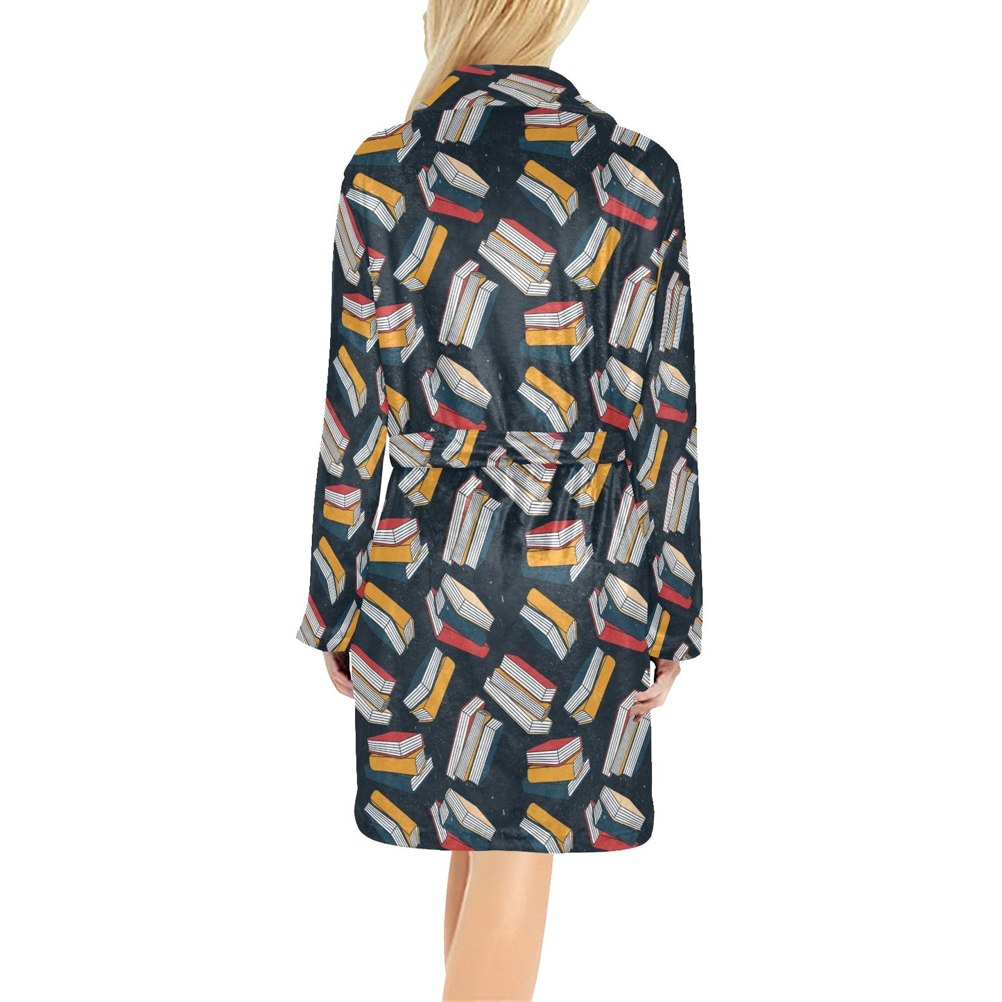 Book Pattern Print Design 07 Women's Fleece Robe