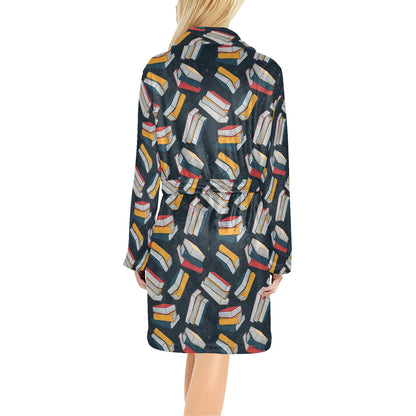 Book Pattern Print Design 07 Women's Fleece Robe