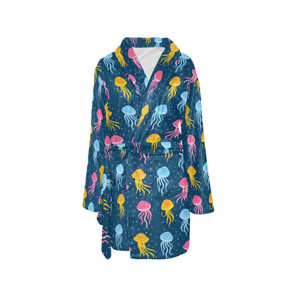 Jellyfish Pattern Print Design 04 Women's Fleece Robe