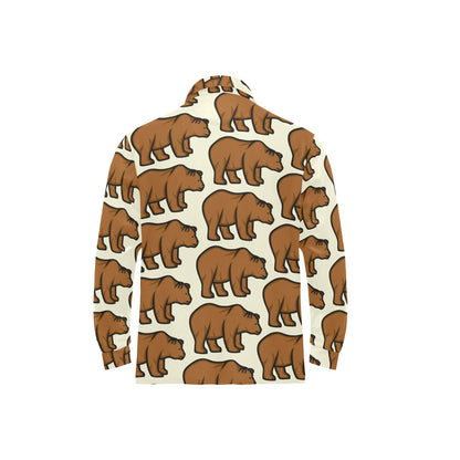 Bear Pattern Print Design BE05 Long Sleeve Polo Shirt For Men's