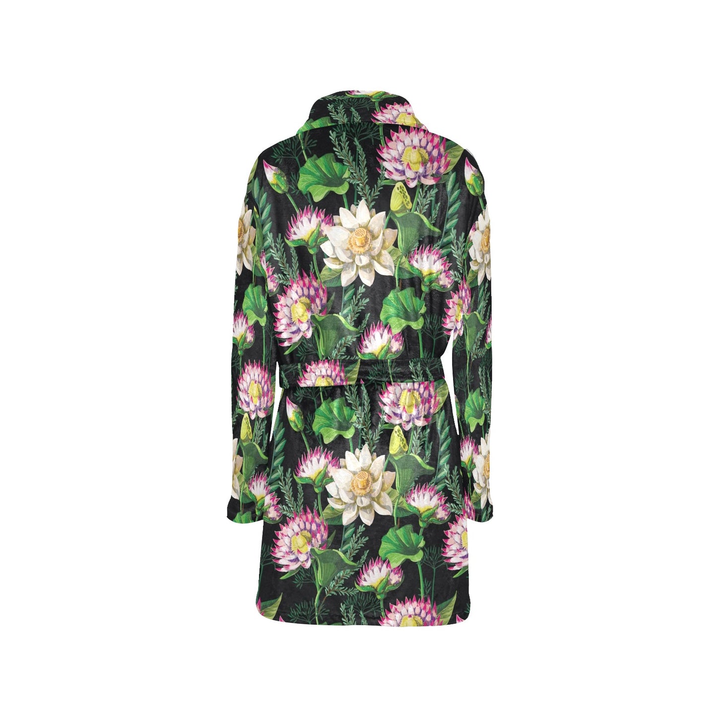 Water Lily Pattern Print Design WL010 Women's Fleece Robe