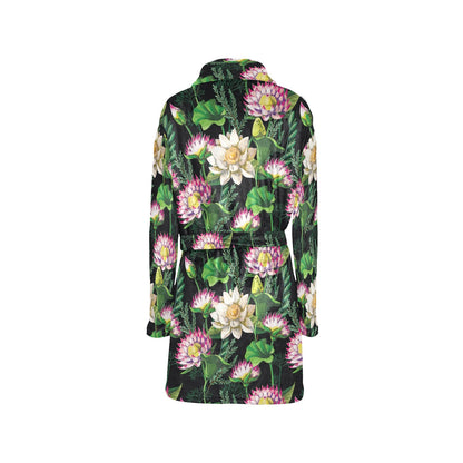Water Lily Pattern Print Design WL010 Women's Fleece Robe
