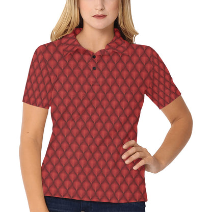 Dragons Red Skin Texture Women's Polo Shirt