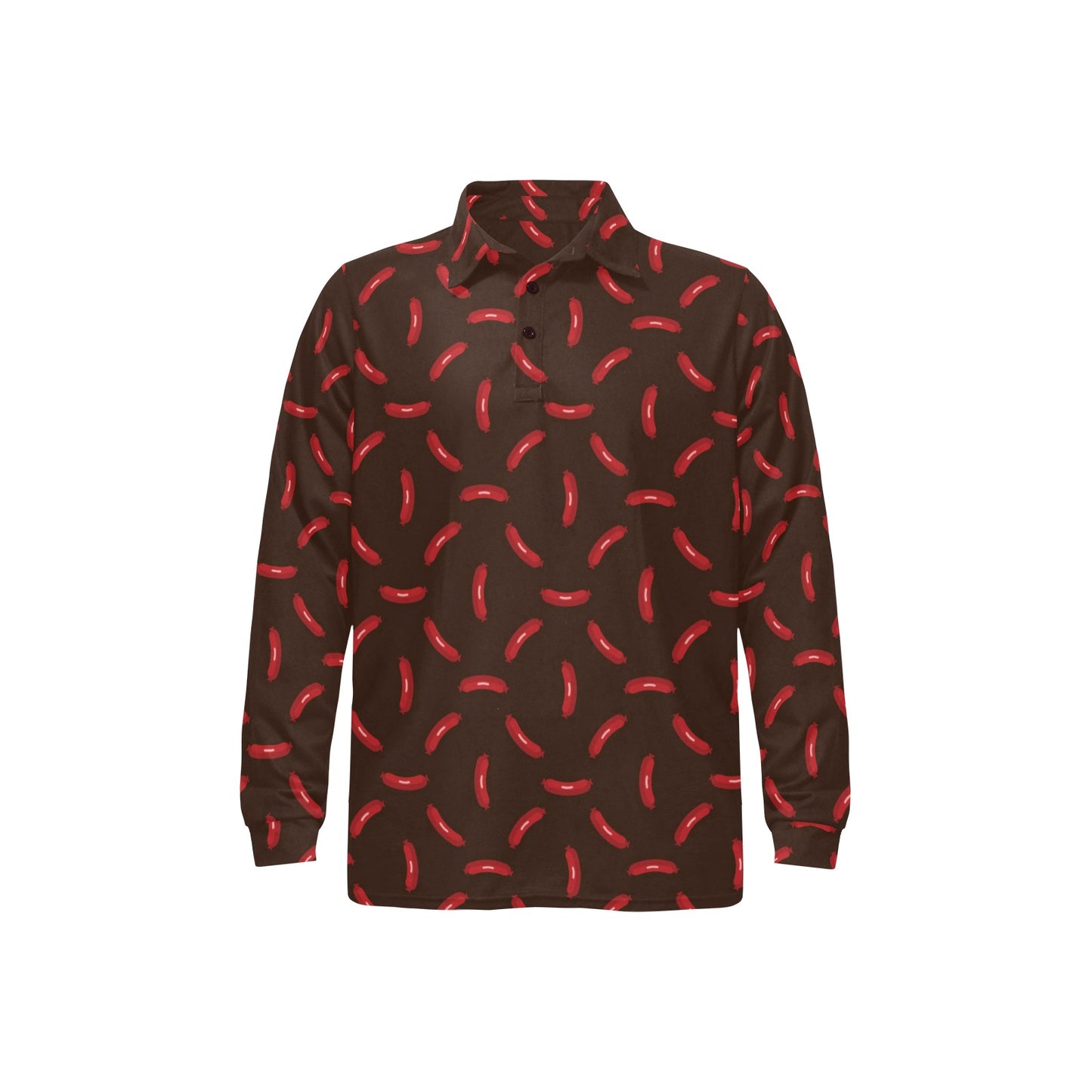 Sausage Print Design LKS302 Long Sleeve Polo Shirt For Men's