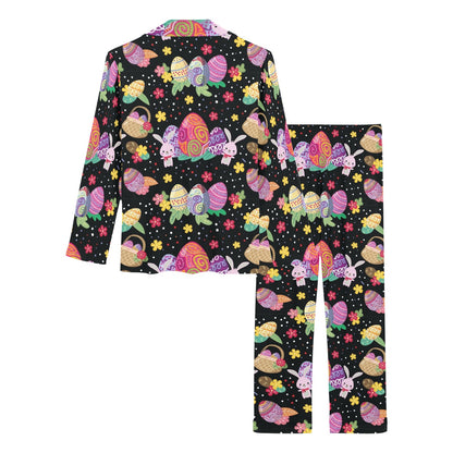 Easter Eggs Pattern Print Design RB06 Women's Long Pajama Set