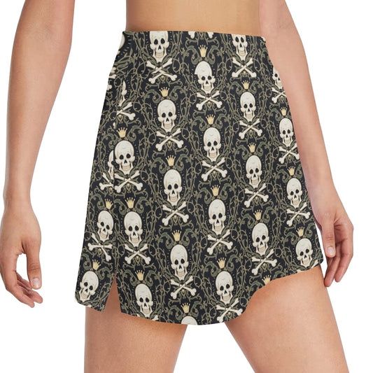 Skull King Print Design LKS307 17" Golf & Pickleball Skort with Pockets