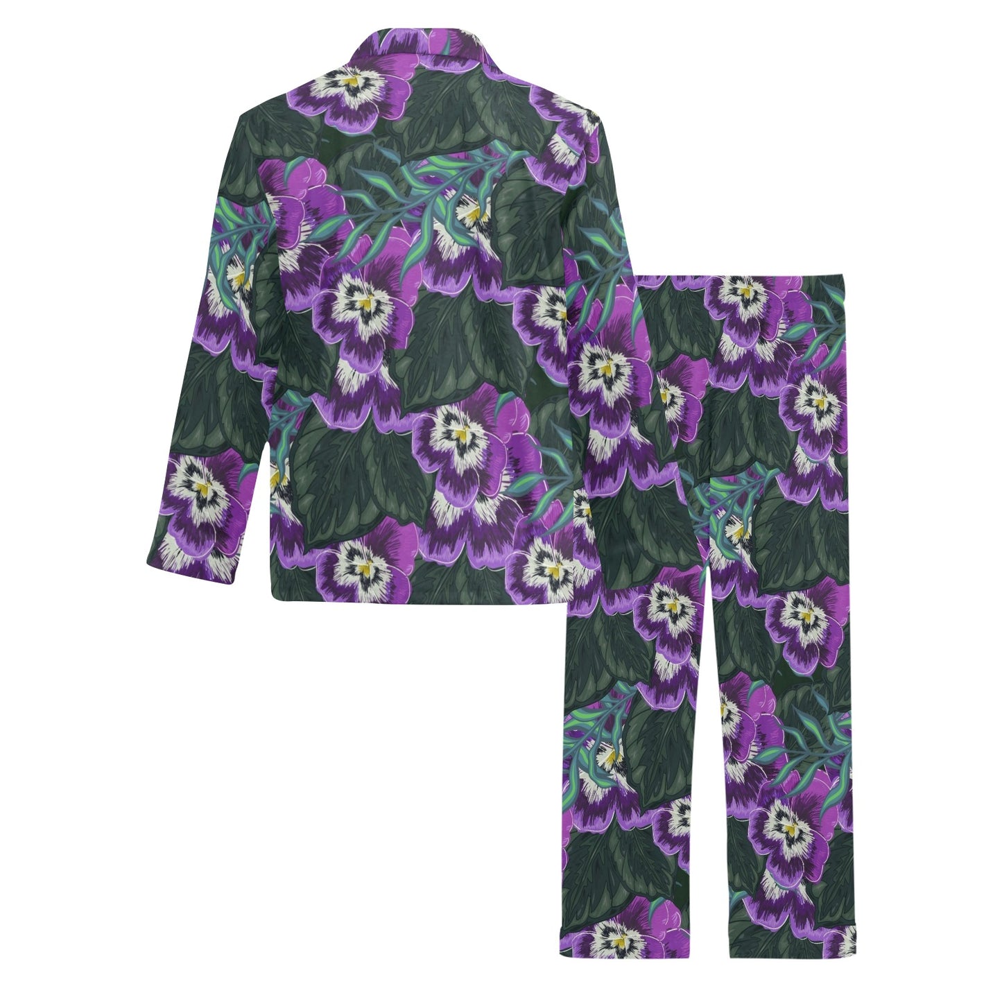 Pansy Pattern Print Design PS07 Men's Long Pajama Set