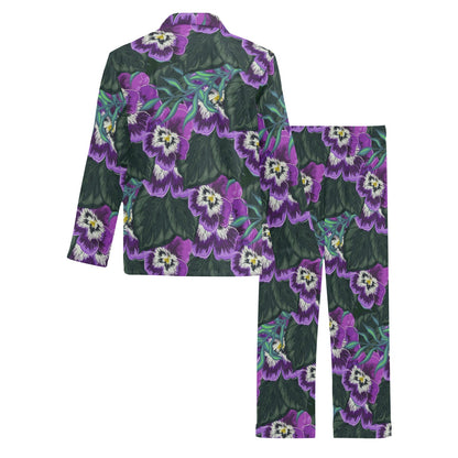 Pansy Pattern Print Design PS07 Men's Long Pajama Set