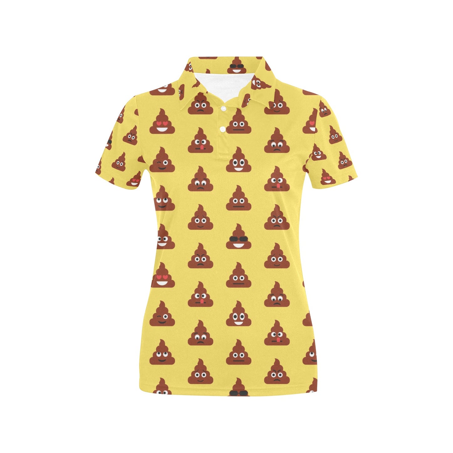 Emoji Poop Print Pattern Women's Polo Shirt