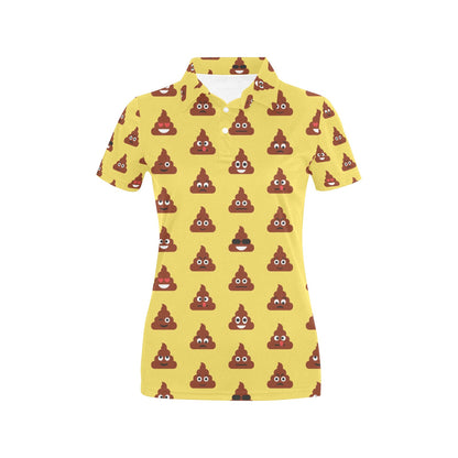 Emoji Poop Print Pattern Women's Polo Shirt