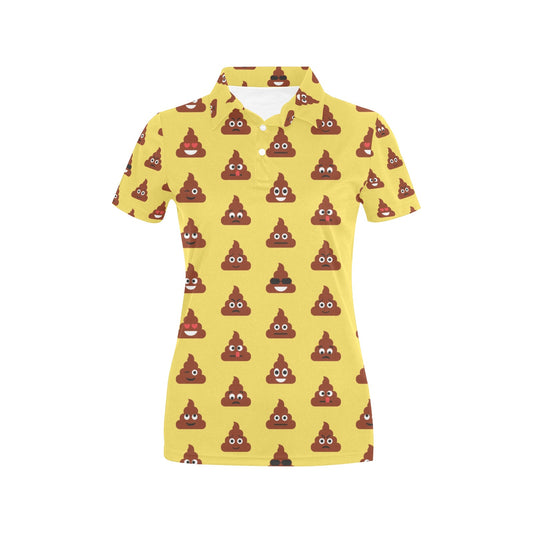 Emoji Poop Print Pattern Women's Polo Shirt