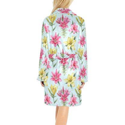Lily Pattern Print Design LY010 Women's Fleece Robe