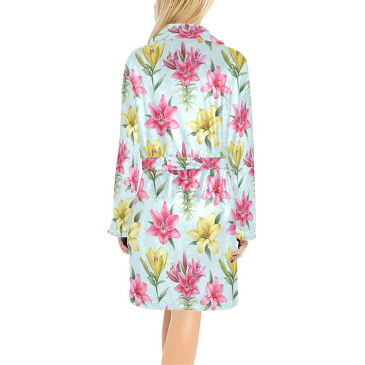 Lily Pattern Print Design LY010 Women's Fleece Robe