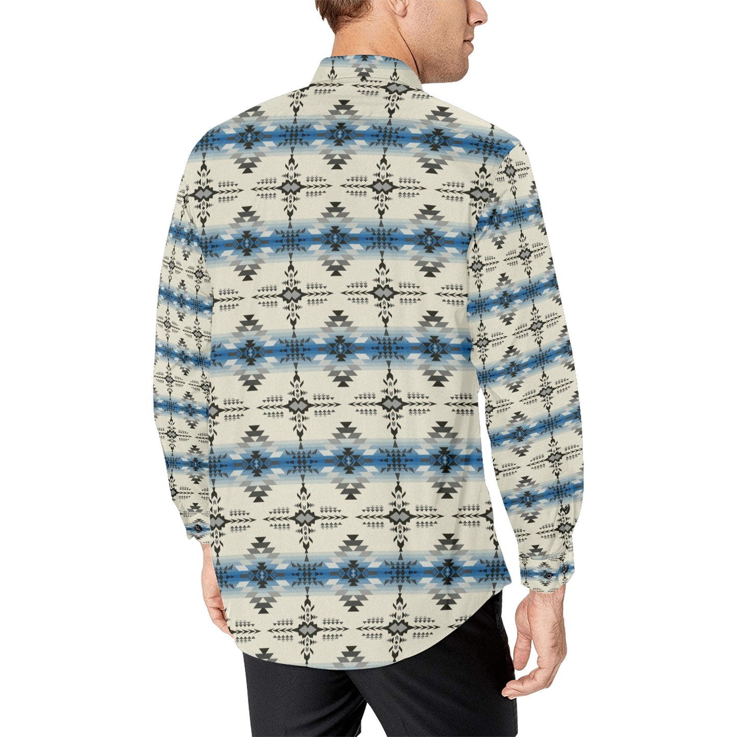 Southwest Pattern Print Design LKS304 Men's Long Sleeve Dress Shirt