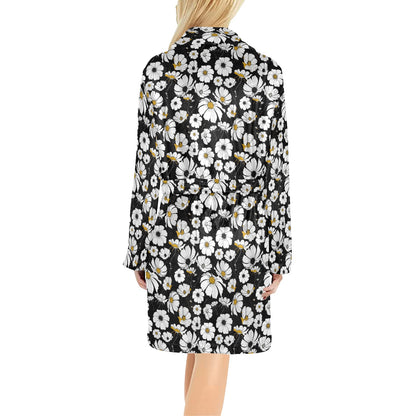 Daisy Pattern Print Design 02 Women's Fleece Robe