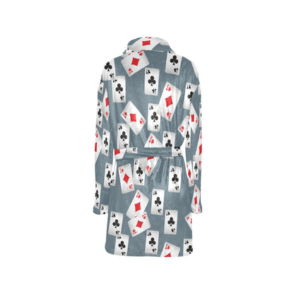 Poker Cards Pattern Print Design A05 Women's Fleece Robe