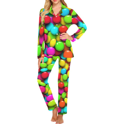 Candy Pattern Print Design CA03 Women's Long Pajama Set