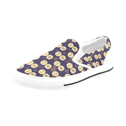 Sakura Print Design LKS303 White Slip Ons Canvas Women's Shoes
