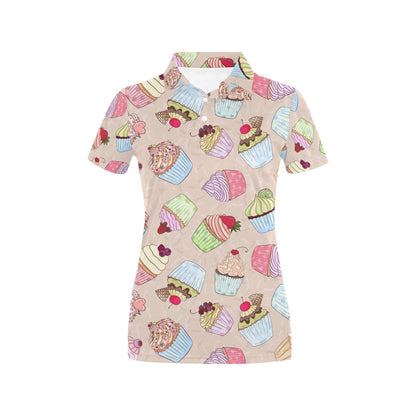 Cupcake Pattern Print Design CP06 Women's Polo Shirt
