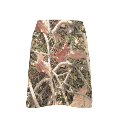 Camouflage Realistic Tree Authumn Print 17" Golf & Pickleball Skort with Pockets
