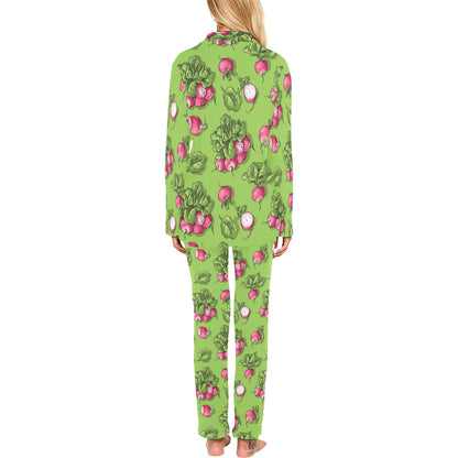 Radish Pattern Print Design A05 Women's Long Pajama Set