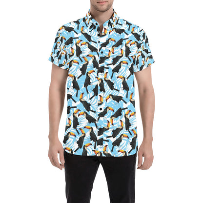 Toucan Print Design LKS303 Men Short Sleeve Button Up Shirt