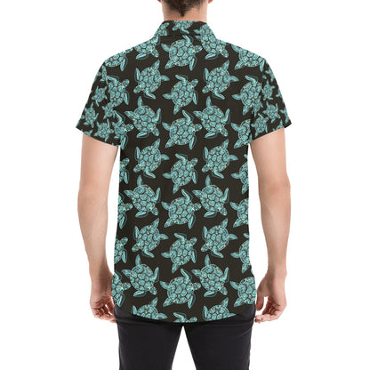 Sea Turtle Print Design LKS302 Men Short Sleeve Button Up Shirt